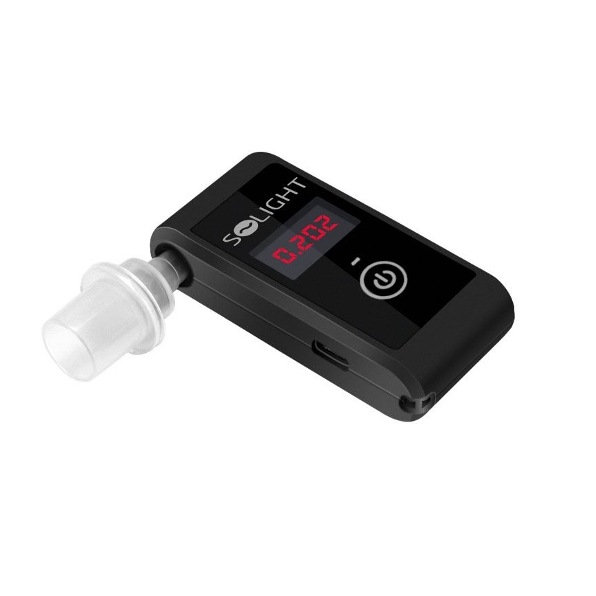 Etilómetro recarregável mini com célula de combustível, 0,0 - 5,0‰ BAC, sensibilidade 0,08‰, 5V