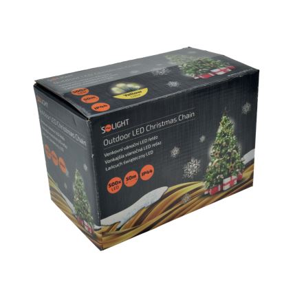 Cadeia de luzes LED para exterior 500 LEDs / 8 funções, IP44, 55 m, branco quente