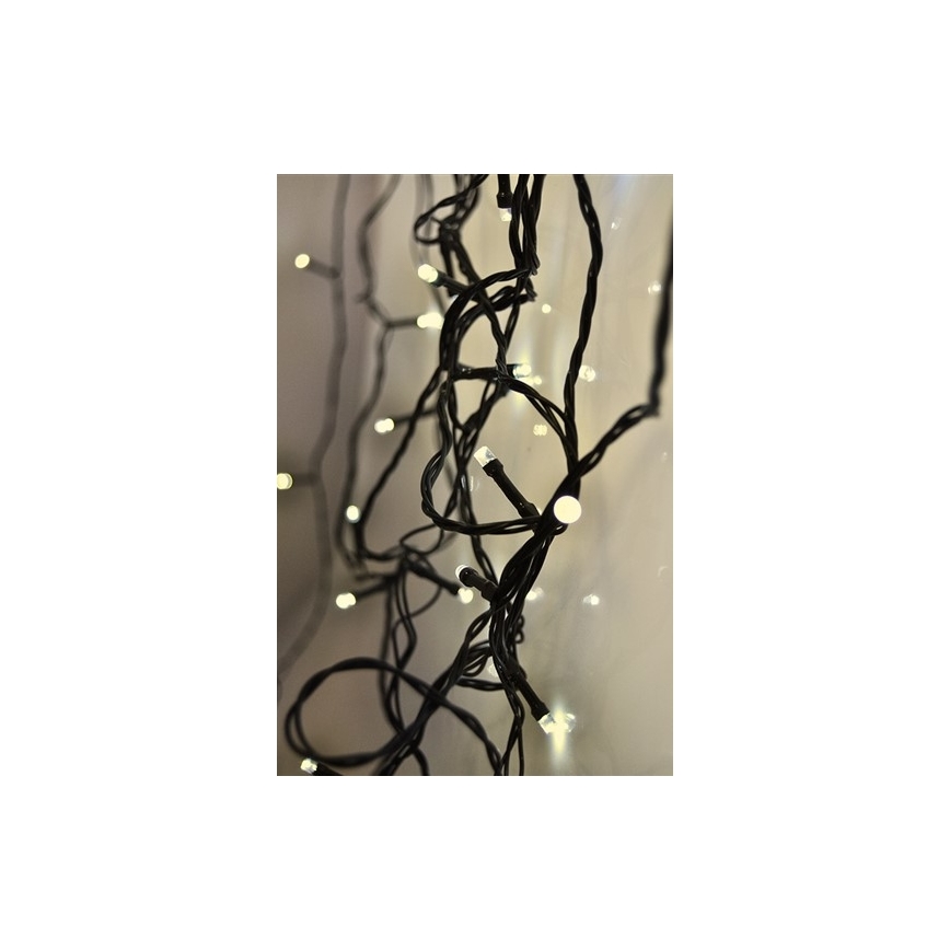 Corrente exterior de Natal LED 100xLED/8 funções IP44 13m branco quente