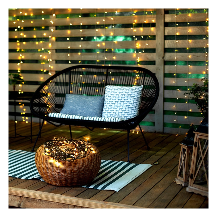 LED Corrente de Natal para exterior 100xLED/8 funções IP44 13m branco quente