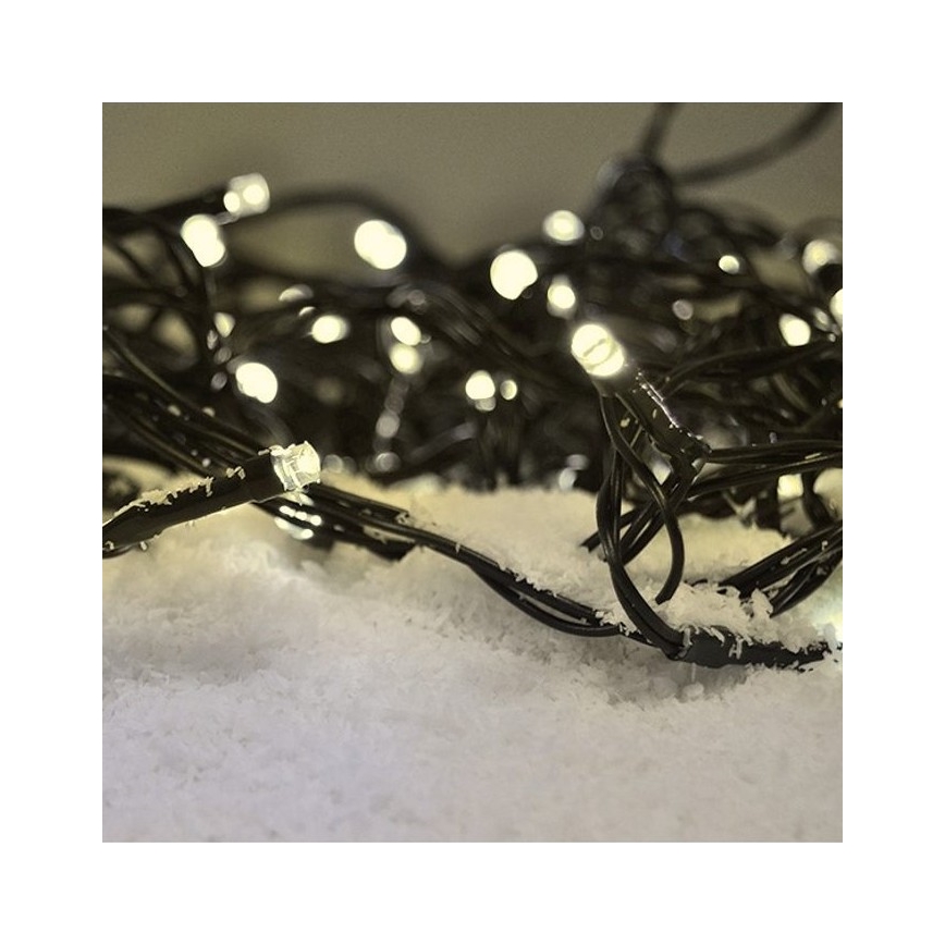 Guirlanda luminosa LED para exterior, 50 LEDs, 8 modos, 8 m, IP44, branco quente