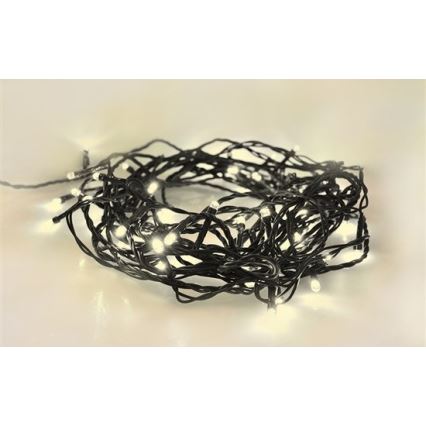Guirlanda luminosa LED para exterior, 50 LEDs, 8 modos, 8 m, IP44, branco quente