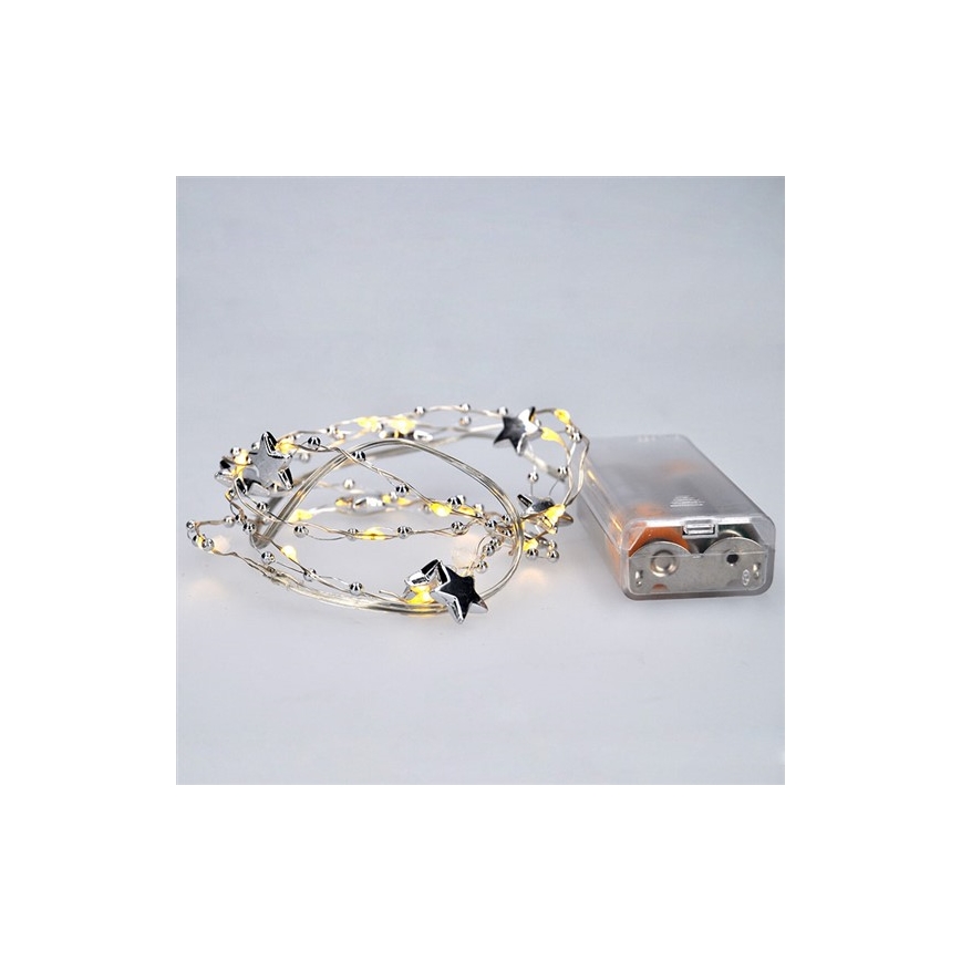 Guirlanda LED 20xLED/2xAA 1,5m branco quente