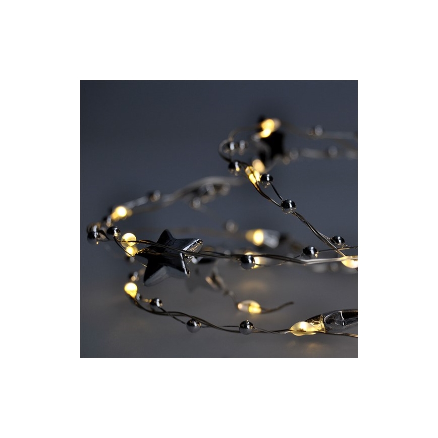 Guirlanda LED de Natal 20xLED/2xAA 1,5m branco quente