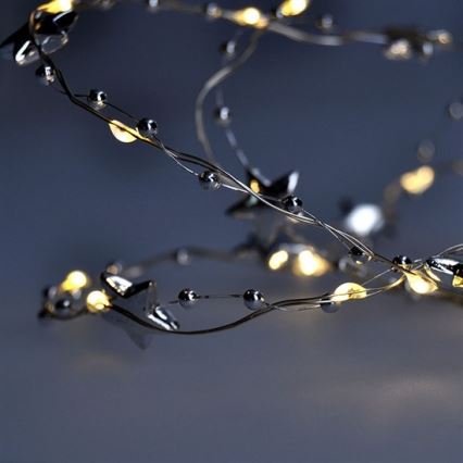 Corrente de Natal LED 20xLED/2xAA 2m branco quente