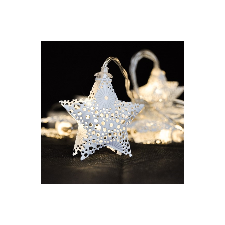 Corrente de Natal LED 10xLED/2xAA 2m branco quente