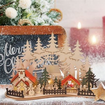 Decoração LED de Natal LED/2xAAA pequena cidade