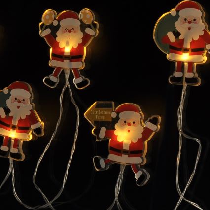 Cordão de luzes de Natal LED com ventosas 6xLED/2xAA 1,2m branco quente santa
