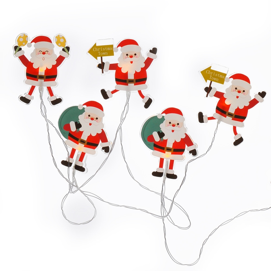 Cordão de LED com ventosas 6xLED/2xAA 1,2m branco quente Papai Noel