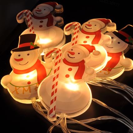 Guirlanda LED com ventosas 6xLED/2xAA 1,2m branco quente boneco de neve