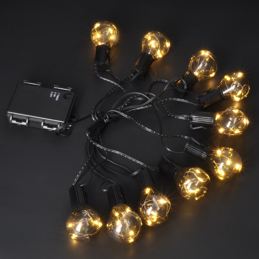 Corrente decorativa exterior LED GRINALDA 10xLED/3xAA 3m IP44 branco quente
