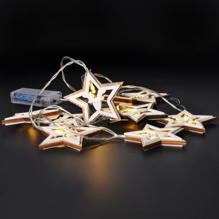 Cordão de luzes de Natal LED 10xLED/2xAA 1,8m branco quente