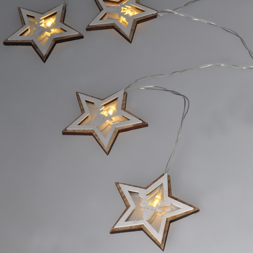 Cordão de luzes de Natal LED 10xLED/2xAA 1,8m branco quente