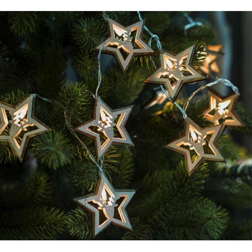 Corrente de Natal LED 10xLED/2xAA 1,8m branco quente