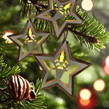 Corrente de Natal LED 10xLED/2xAA 1,8m branco quente