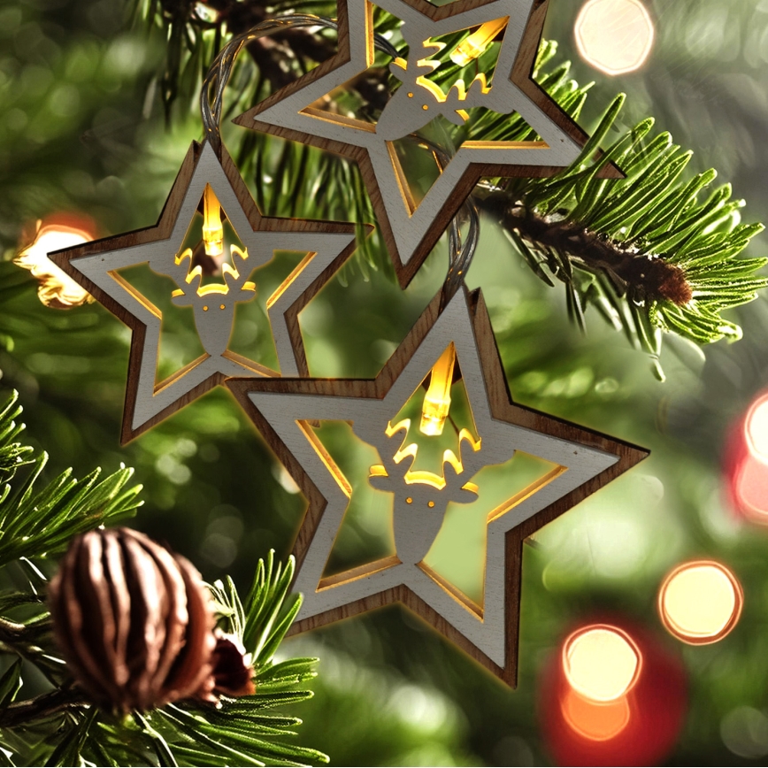 Corrente de Natal LED 10xLED/2xAA 1,8m branco quente