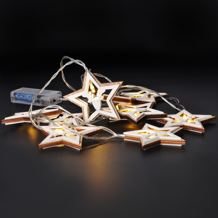 Corrente de Natal LED 10xLED/2xAA 1,8m branco quente