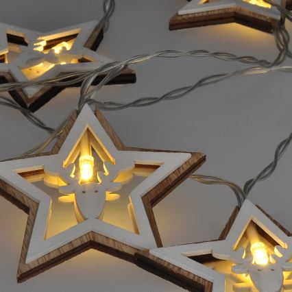 Corrente de Natal LED 10xLED/2xAA 1,8m branco quente