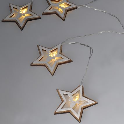 Corrente de Natal LED 10xLED/2xAA 1,8m branco quente