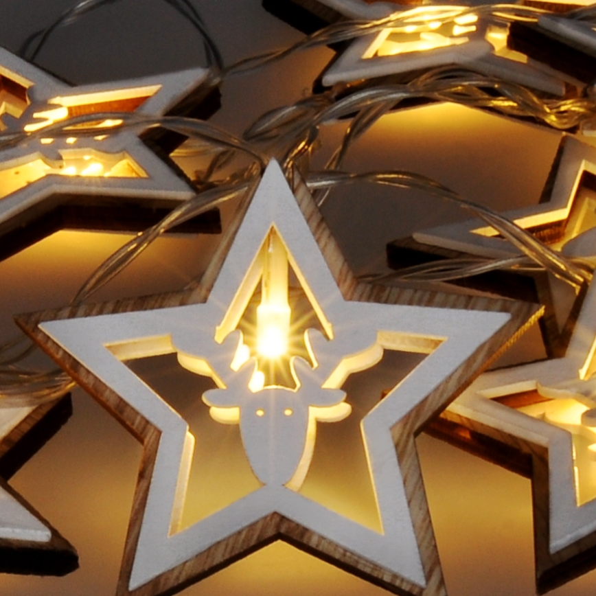 Guirlanda LED 10xLED/2xAA 1,8m branco quente