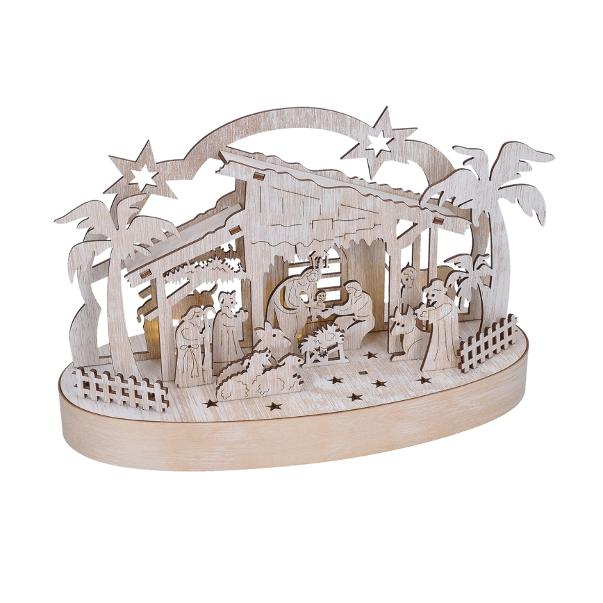 Decoração de Natal LED LED/2xAA/branco quente presépio