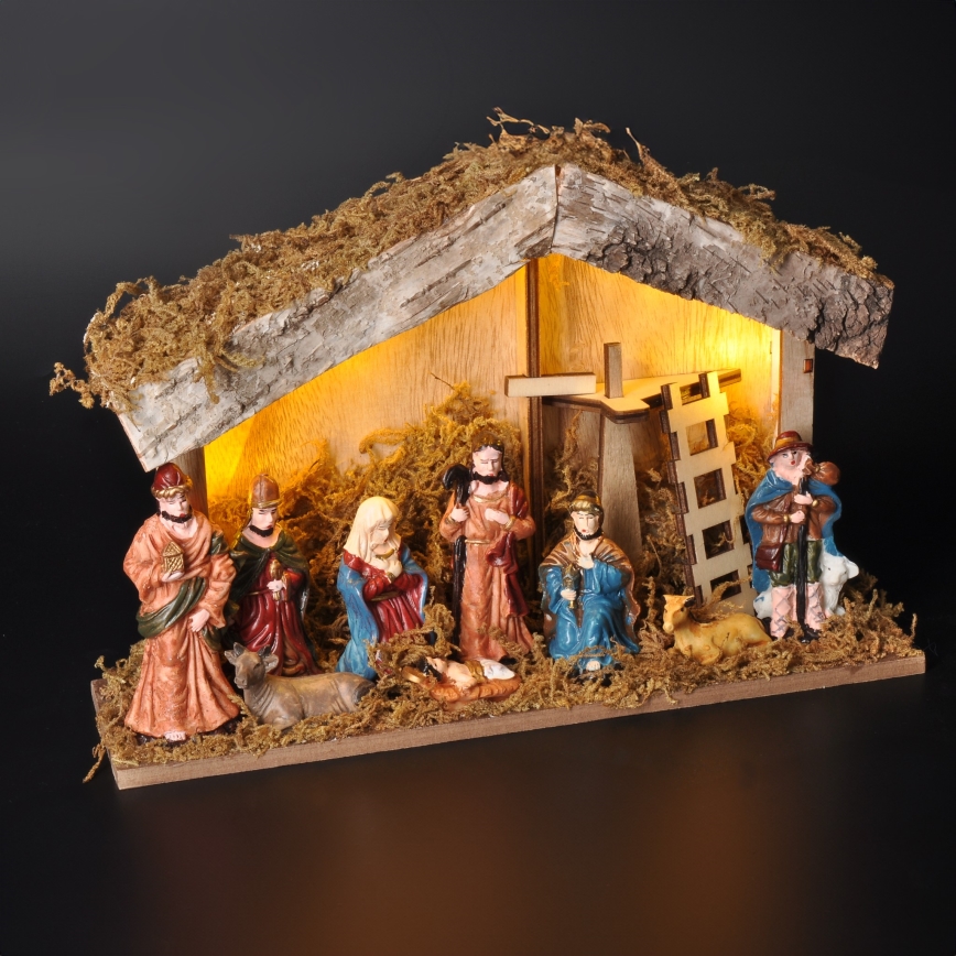 Decoração de Natal LED LED/2xAA/branco quente presépio