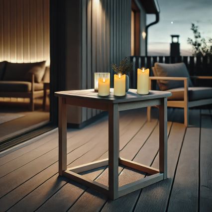 CONJUNTO 3x Velas de cera natural LED/3xAAA/branco quente