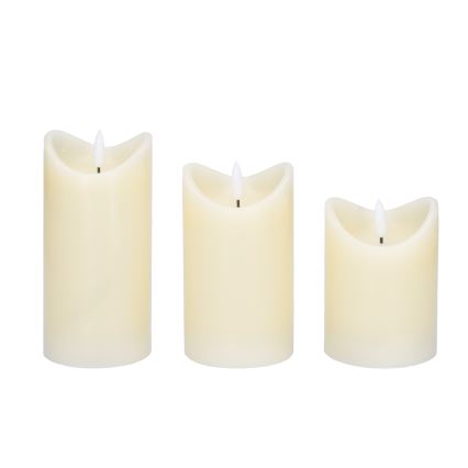 CONJUNTO 3x Velas de cera natural LED/3xAAA/branco quente
