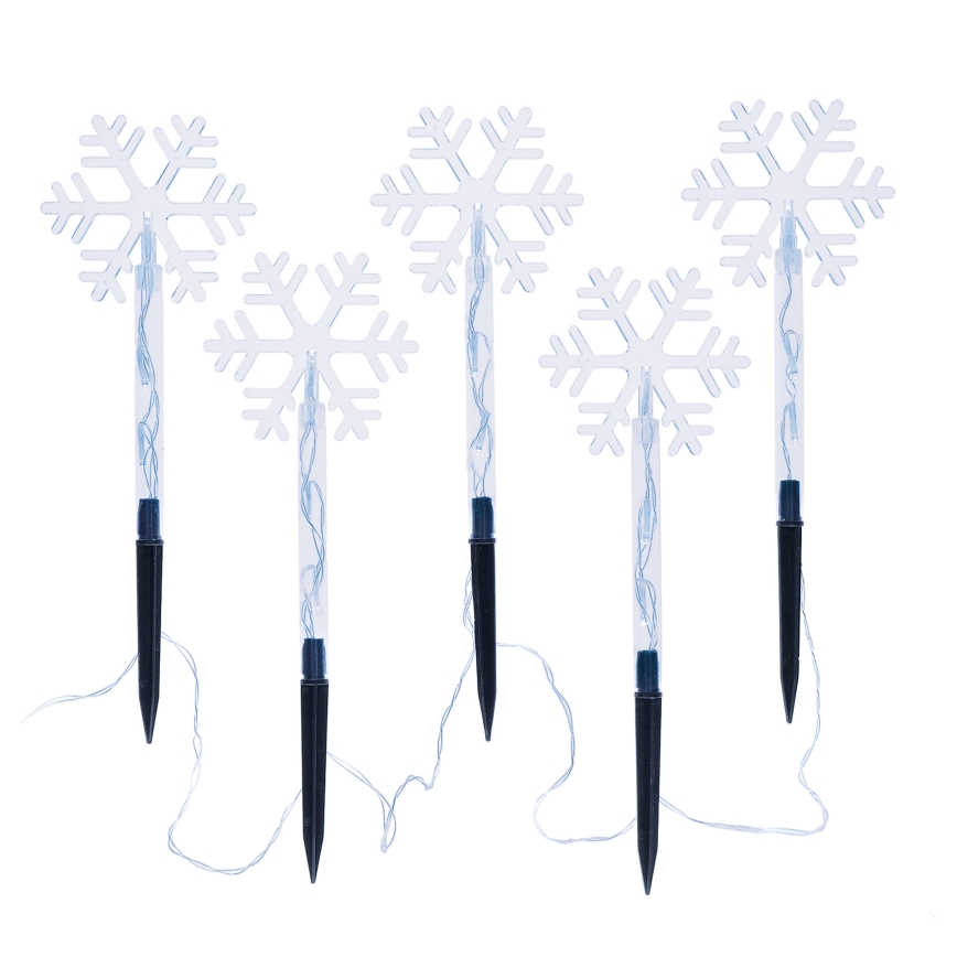 CONJUNTO 5x Candeeiro de Natal LED para exterior LED/3xAA/branco frio IP44