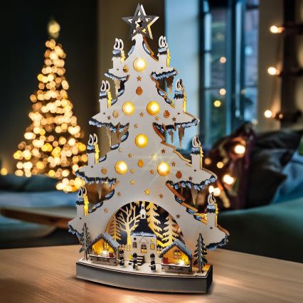 Decoração de Natal LED LED/2xAA/branco quente árvore