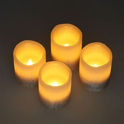 Conjunto de 4 velas LED em cera natural, LED/1xCR2032, luz branco quente