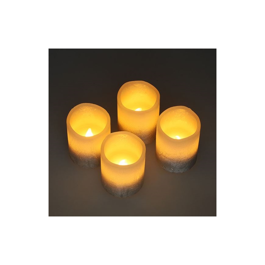 Conjunto de 4 velas LED em cera natural, LED/1xCR2032, luz branco quente