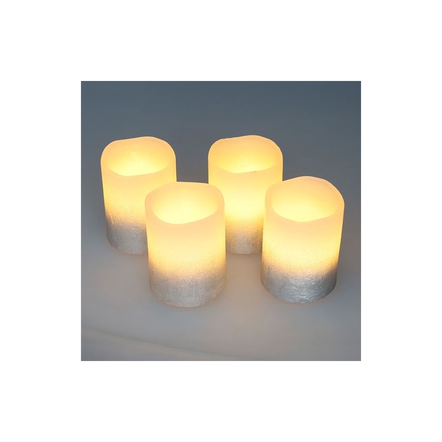 Conjunto de 4 velas LED em cera natural, LED/1xCR2032, luz branco quente
