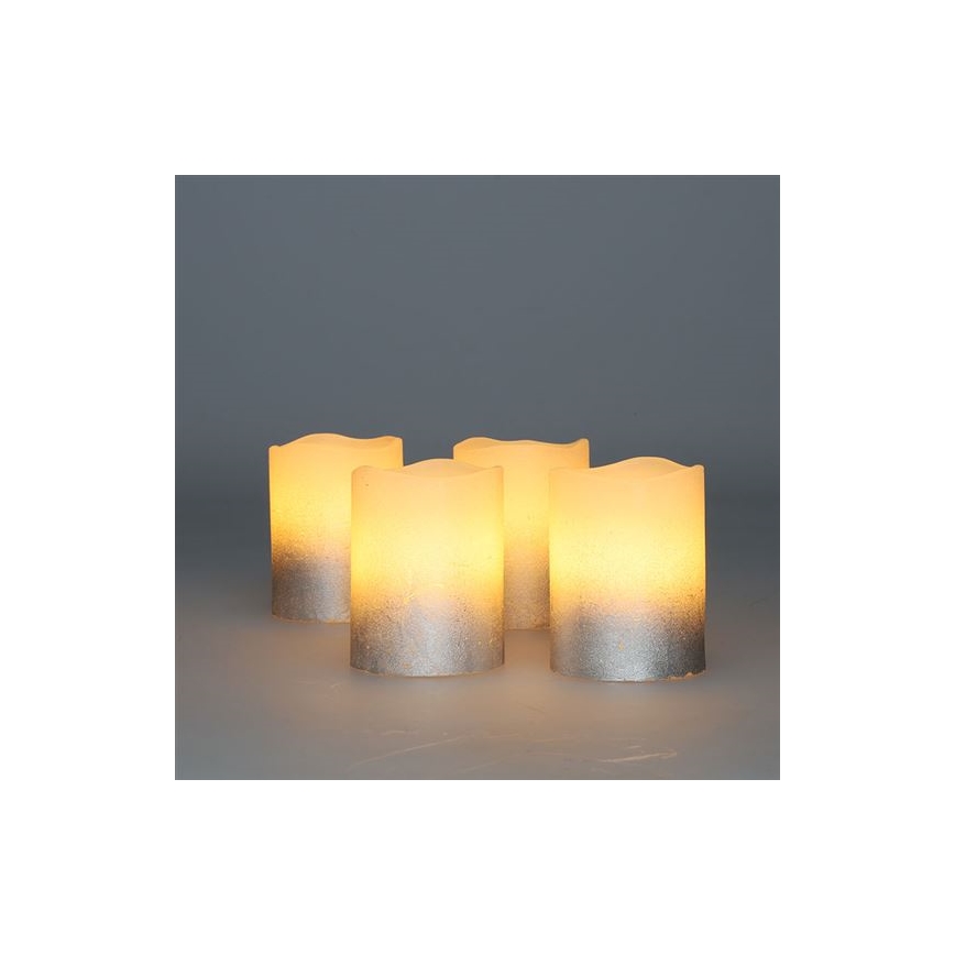 Conjunto de 4 velas LED em cera natural, LED/1xCR2032, luz branco quente
