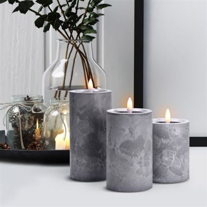 Conjunto de 3 velas LED — alimentadas por 2 pilhas AA — luz branca quente