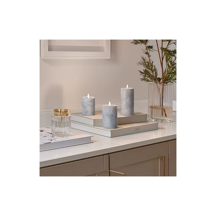 Conjunto de 3 velas LED — alimentadas por 2 pilhas AA — luz branca quente