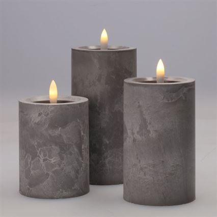 Conjunto de 3 velas LED — alimentadas por 2 pilhas AA — luz branca quente