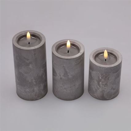 Conjunto de 3 velas LED — alimentadas por 2 pilhas AA — luz branca quente