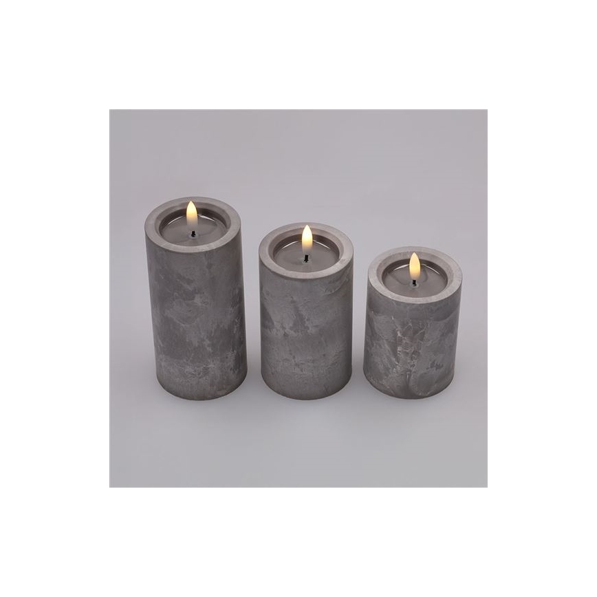 Conjunto de 3 velas LED — alimentadas por 2 pilhas AA — luz branca quente