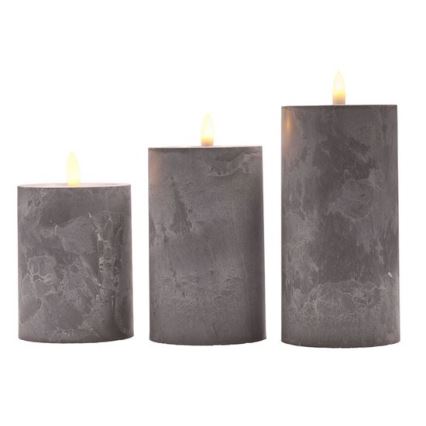 Conjunto de 3 velas LED — alimentadas por 2 pilhas AA — luz branca quente