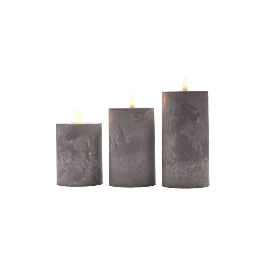 Conjunto de 3 velas LED — alimentadas por 2 pilhas AA — luz branca quente