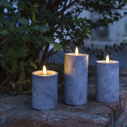 Conjunto de 3 velas LED — alimentadas por 2 pilhas AA — luz branca quente