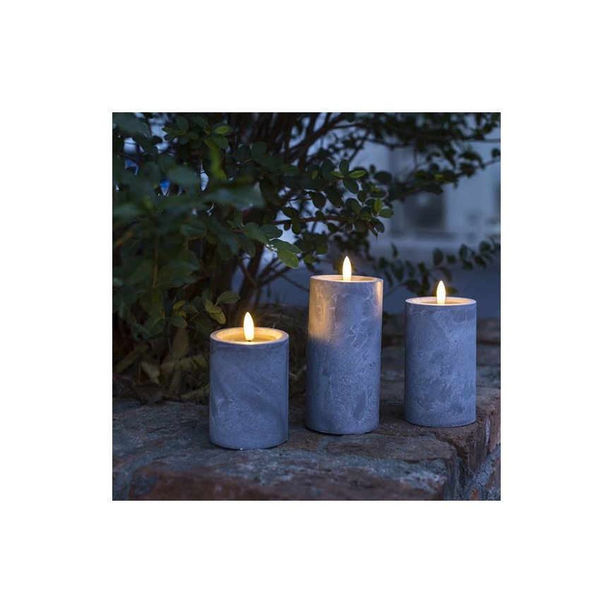 Conjunto de 3 velas LED — alimentadas por 2 pilhas AA — luz branca quente