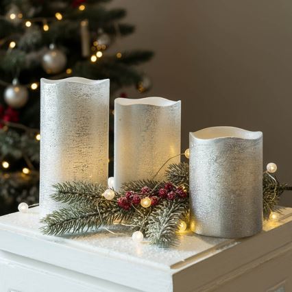 Conjunto de 3 velas LED — alimentadas por 3 pilhas AAA, luz branca quente