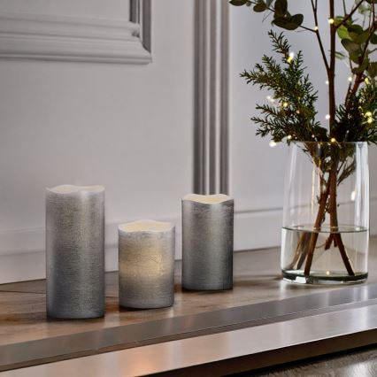 Conjunto de 3 velas LED — alimentadas por 3 pilhas AAA, luz branca quente