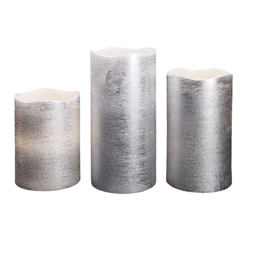 Conjunto de 3 velas LED — alimentadas por 3 pilhas AAA, luz branca quente