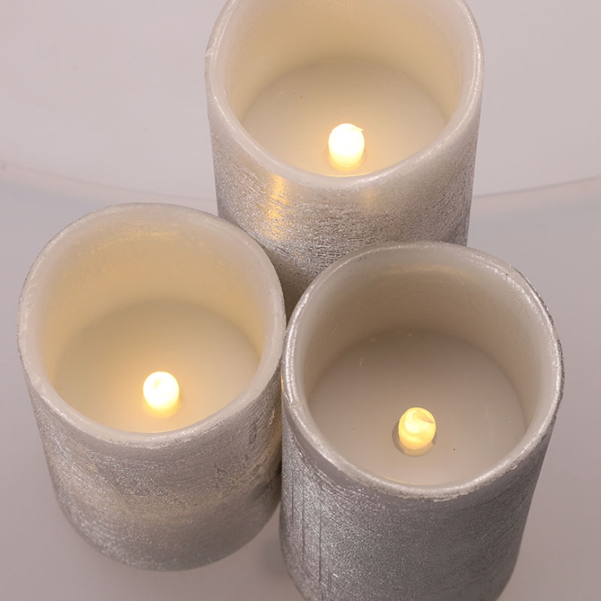 Conjunto de 3 velas LED — alimentadas por 3 pilhas AAA, luz branca quente