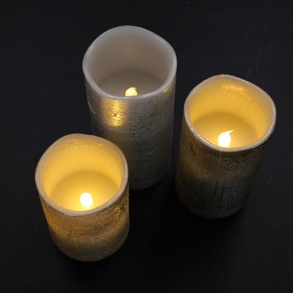 Conjunto de 3 velas LED — alimentadas por 3 pilhas AAA, luz branca quente