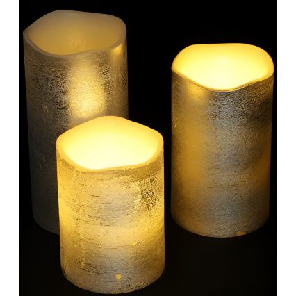 Conjunto de 3 velas LED — alimentadas por 3 pilhas AAA, luz branca quente