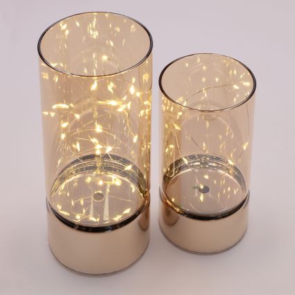 Conjunto com 2 luzes de Natal LED: 20 LEDs + 10 LEDs / 2xAA + 3xAA, branco quente